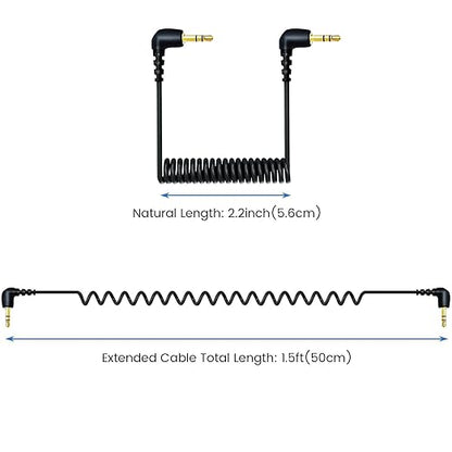 2-Pack 3.5mm Microphone Cable Compatible with DJI Mic 2 & Rode Microphone Wireless Pro, Coiled Dual 3.5mm TRS Patch Cable Audio Mic Cord for Cameras