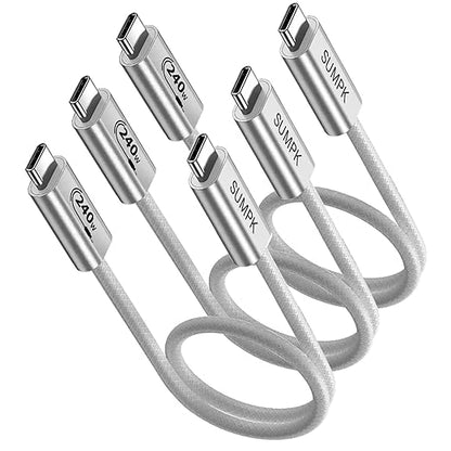 SUMPK 240W USB C to USB C Cable 2FT 3 Packs, Short Type C Fast Charge Cord