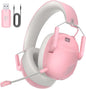 Wireless Gaming Headset for PS5, PS4, PC, NES, Bluetooth 5.3 Gaming Headsets Wireless with Noise Canceling Microphone, Gamer Headphones for Nintendo Switch, 50H Battery - Pink