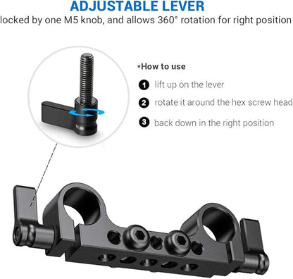 SmallRig Super Lightweight Railblock, 15mm Rod Clamp with 1/4"-20 Thread for Sony, Canon and Other DSLR Camera Rig Shoulder Support System - 942