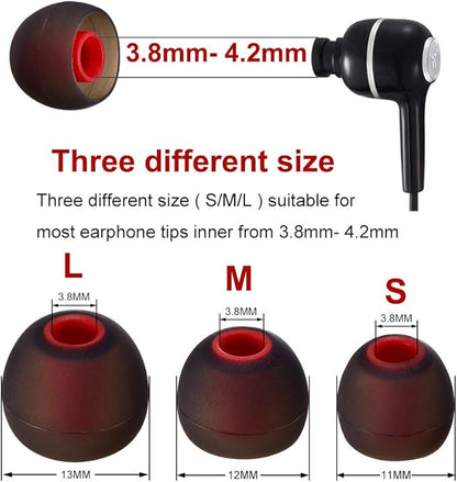 Earbud Tips Soft Silicone Earbuds Replacement Tips Fit for in-Ear Headphones(inner hole from 3.8mm - 4.2mm earphones) 9 Pairs S/M/L
