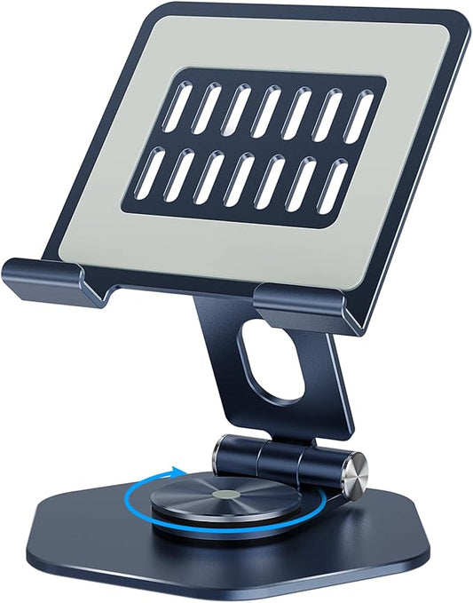 SOJUNER Aluminum Tablet Stand, 360° Swivel for 5–12.9in Devices, Dark Grey