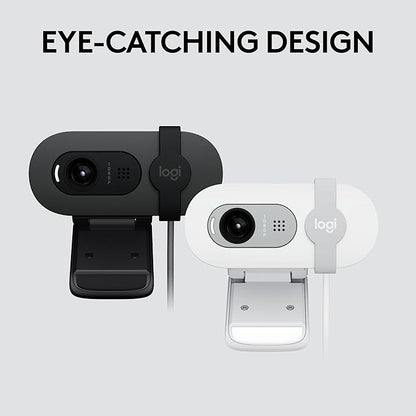 Logitech Brio 100 Full HD 1080p Webcam for Meetings, Streaming, Desktop, Laptop, PC - Built-in Mic, Shutter, USB-A, Teams, Zoom - Off-White