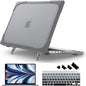 Batianda for M4 MacBook Air 13.6 inch Case 2025 2024 2022 Release Model A3240 A2681(M2) A3113(M3), Heavy Duty Shockproof Protective Hard Shell with Fold Kickstand & Keyboard Cover, Gray