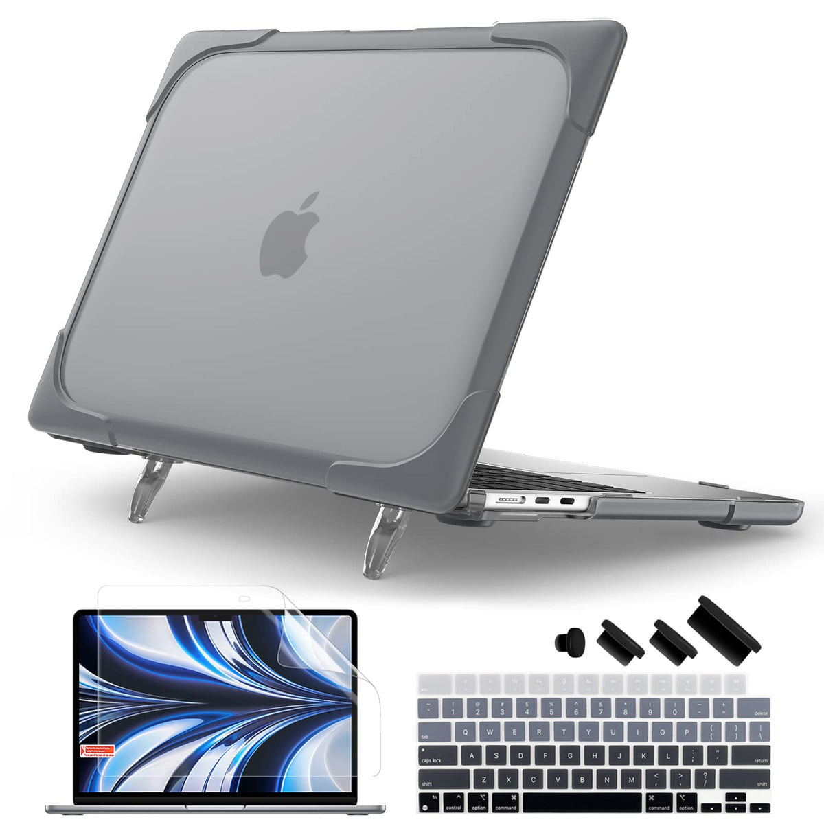 Batianda Heavy Duty Case for MacBook Air 13.6 inch with Stand,Lavender Grey