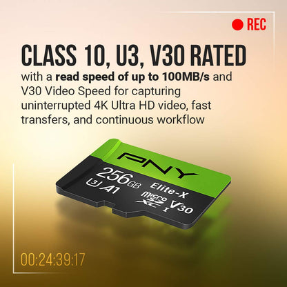 PNY 64GB Elite-X Class 10 U3 V30 A1 microSDXC Flash Memory Card 3-Pack