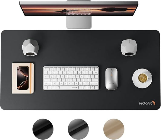 ProtoArc MP10 Leather Desk Mat, Large Mouse Pad- 31.5×15.8 inch, Non-Slip PU Leather Desk Pad Protector, Premium Desktop Mat for Computer, Keyboard and Mouse, Black