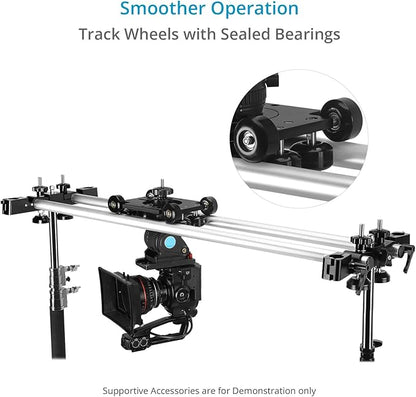PROAIM Polaris Mini Portable Video Camera Dolly w Universal Track Ends | Mitchell & 75mm Bowl Mount | Compatible Track Rail Diameter – Ø 32‐34mm | Offers Payload of 34kg / 75lb (DL-PLRS-M01)