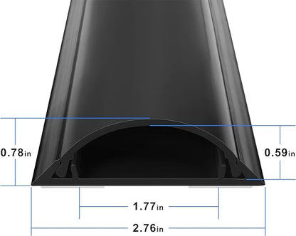 Cord Cover Floor 34in (2 x L17in), Large Capacity Floor Cable Cover, Hard PVC Cord Hider, Wire Cable Management Raceway, Black, Cord Cavity - 1.8"(W) x 0.6"(H)