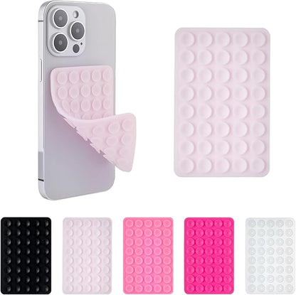 2 Pack Silicone Double-Sided Suction Grip – 40 Cups per Side, Strong Hold for iPhone, Galaxy, Pixel, Android – Hands-Free for Selfies & Videos(Chalk Pink)
