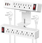 Desk Clamp Power Strip with PD20W USB-C, 2 in 1 Dual Layer Under Desk Power Strip, Removable Clamp Power Socket with 10AC Outlets & Switch, 6ft Extension Cord(ETL Listed)