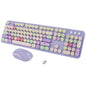 Wireless Keyboard Mouse Combo,104 Keys Cute Colorful Typewriter White