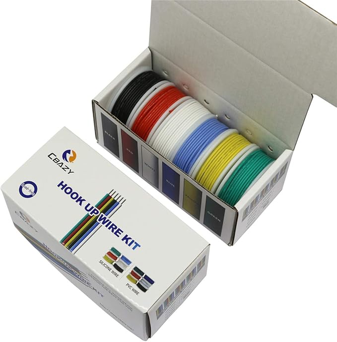 CBAZY™ Hook up Wire Kit (Stranded Wire Kit) 20 Gauge Flexible Silicone Rubber Electric Wire 6 Colors 19.6 feet Each 20 AWG