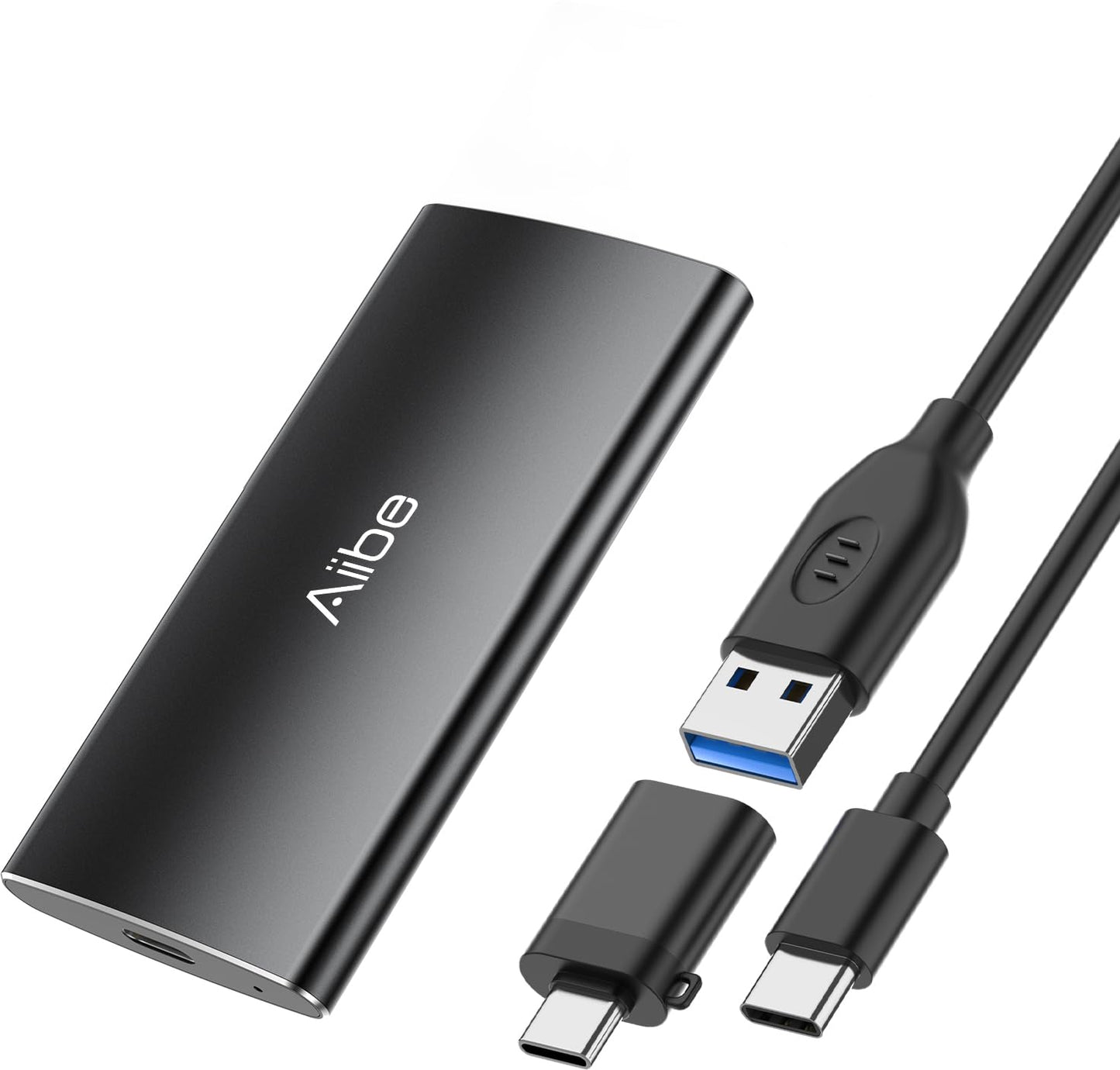 Aiibe 256GB External SSD External Hard Drive 256GB USB C Portable SSD, Up to 500MB/s, USB 3.1, External Solid State Drive for Laptop, Mac, PS4 (Black)