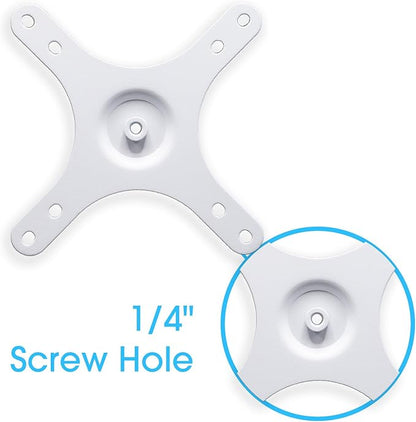 Kado Portable Monitor Mounting Adapter Bracket Plate White, 1/4" Screw Hole to 100x100mm 75x75mm, M4 Screw Set Wall Mount Arm Mount Universal, Tripod Camera Stand for Desktop Monitor Portrait Mode