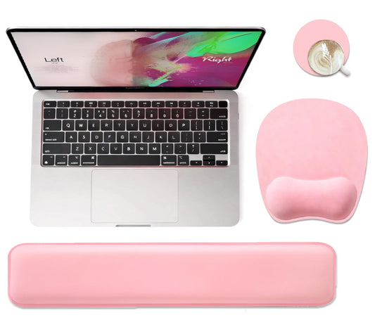 Memory Foam Set Wrist Rest Pad & Mouse Wrist Rest Support,Ergonomic Design for Office,Home,Laptop,Desktop Computer,Gaming Keyboard - Pink