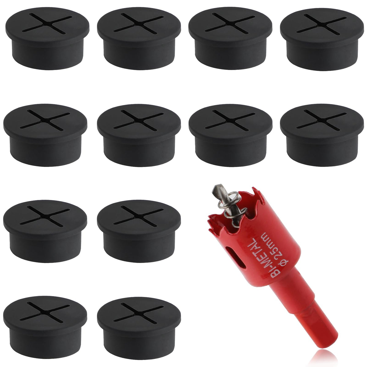 1.5 Inch(38mm) Desk Grommet,13 Pieces Cable Grommet, Desk Hole Cover for Cables with Hole Saw,Plastic Cable Cord Wire Hole Cover for Desk, Table,Cabinet,Countertop and Other Furniture(Whitek)