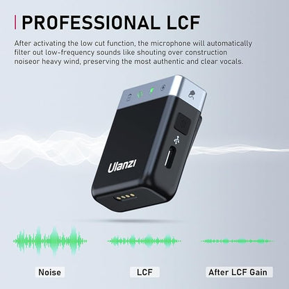 ULANZI AM18 Wireless Lavalier Microphone, Compact Mini Lapel Mic with 200m/656ft Range, Noise Cancellation, 20H Battery for DSLR Cameras, iPhone, Android, Live Streaming, Video