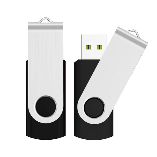 JUANWE 64GB USB Flash Drive 2 Packs, 2.0 Thumb Drive Foldable USB Storage Flash Drive Memory Stick with Lanyard Hole, Jump Drive Pen Drive Zip Drive Portable Flashdrive for PC/Tablet/Mac/Car, Black