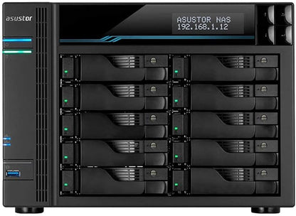 Asustor Lockerstor 10 Pro AS7110T 10 Bay NAS - Network Storage Enclosure, Quad Core 3.4GHz CPU, 8GB RAM DDR4, M.2 NVMe SSD Caching