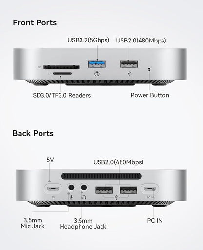 ORICO MiniMate SE Mac mini M4 2TB Storage & Docking Station, External SATA SSD (Non-Removable) 5Gbps(480MB/s), USB A*4, USB-C, SD/TF 3.0, 3.5mm Audio, Includes 2 Cables – M4SE