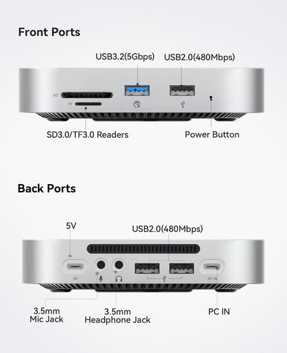 ORICO MiniMate SE Mac mini M4 512GB Storage & Docking Station, External SATA SSD (Non-Removable) 5Gbps(480MB/s), USB A*4, USB-C, SD/TF 3.0, 3.5mm Audio, Includes 2 Cables – M4SE