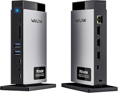 WAVLINK Laptop Docking Station 3 Monitors(Max Resolution: Single 8K or Triple 4K), 11-in-1 USB C Docking Station with 125W PD3.1 Pass-Through & Power Adapter, 2*HDMI + DP, for MacBook M1–M4 & Windows