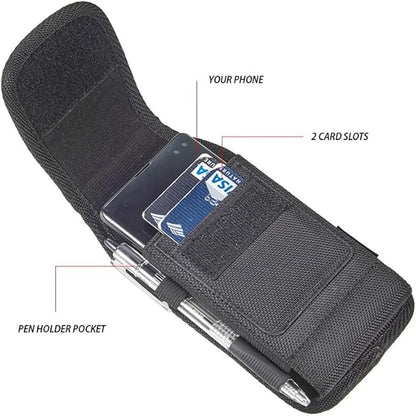 Cell Phone Holster for iPhone 17 16 15 14 13 Pro Max, 17 Air, 16 15Plus, Galaxy Z Fold 7 6 S25 S24 Ultra Plus A16 A36 5G Case with Belt Clip Belt Holder Pouch (Fits Phone with Otterbox Case on) Black