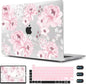 CISSOOK Compatible with MacBook Pro 13 inch Case M2 M1 Chip 2025-2016 Release A2338 A2251 A2289 A2159 A1989 A1706 Model with Touch Bar, Plastic Hard Shell Case +Keyboard Cover, Cute Pink Flower