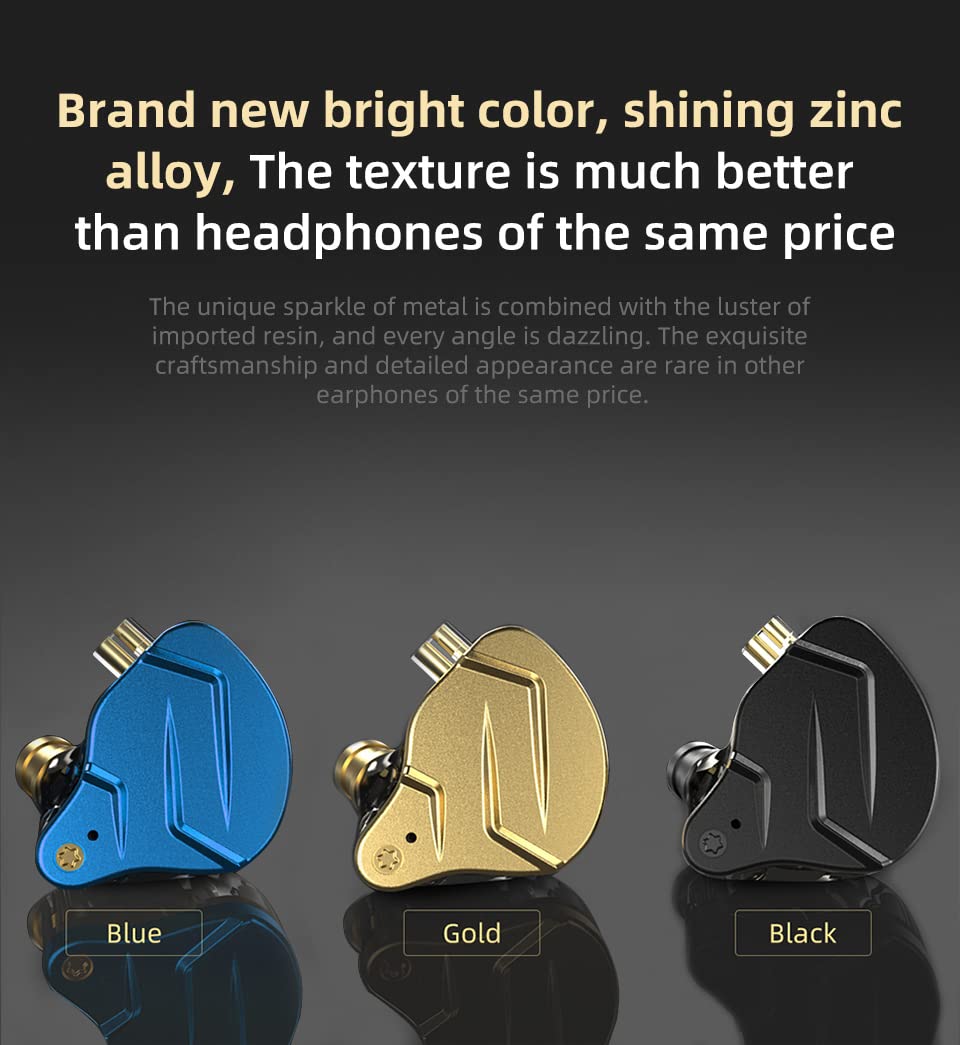 KZ ZSN Pro Dual Drivers 1BA 1DD in Ear Earphones HiFi Power Bass Earbuds Headphones High Clarity Sound Wired Earphones with Detachable Cable for Audiophile Musician