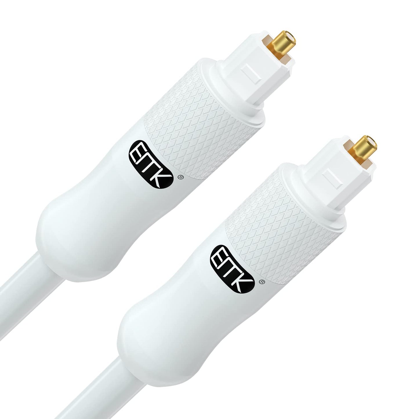 EMK White Optical Audio Cable [15ft/5M] - Digital SPDIF Toslink Fiber Optic Cable for Sound Bar, TV, Home Theater, Blu-ray Player - White, High-Speed, Low-Loss, Gold-Plated Connectors