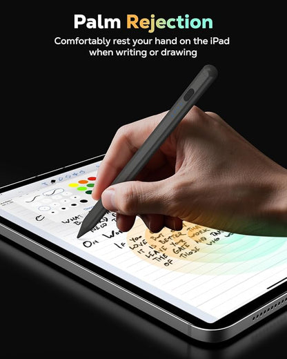 MoKo Pencil for iPad (A16) 11th 10th Gen, Stylus Pen for 2018-2025 Apple iPad 11/10/9/8/7/6/A16, Mini 7/6/5, Air M3/M2 11"/13"/5/4/3, Pro M4 13"/12.9"/11" Tilt Sensitivity, USB-C Fast Charging, Gray