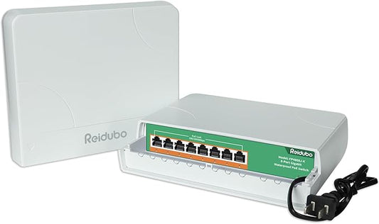 Reidubo 8 Port Gigabit PoE Switch Outdoor, 1000 Mbps 8 PoE+ Ports 120W PoE Extender, IEEE802.3af/at Power Over Ethernet Unmanaged Outdoor Network Switch, Plug & Play