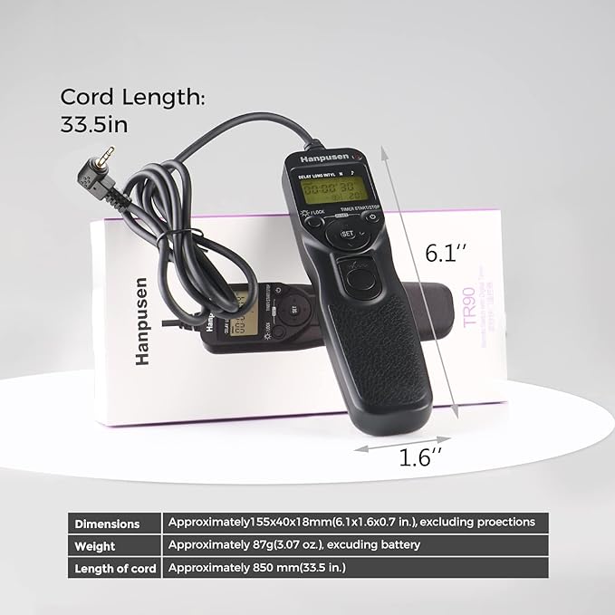 Camera Wired Intervalometer Remote Control - Cameras Timer Shutter Release for Canon 90D; for Olympus E-M1X E-M1-II E-M1-III E-M5-III; for Fuji;Replaces RS-60E3, Fujifilm RR-100 and Olympus RM-CB2