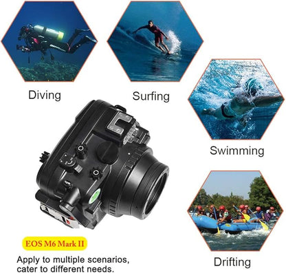Sea frogs Underwater Camera Case Compatible with Canon EOS M6 Mark II 28MM IPX8 40m/130ft Maximum Diving Depth Waterproof Camera Housing for Diving, Surfing, Rowing, Skiing
