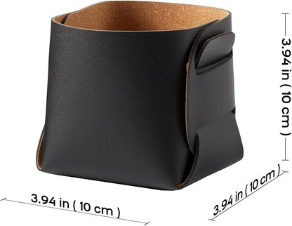 HOMIEAZICOZI 2-Pack Cork Leather Desk Accessories Storage - Pencil Pen Holder - Makeup Brush Holder Organizer - Stylish Addition to Home Decor (Black)