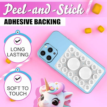 Silicone Suction Phone Holder Mount,Silicon Adhesive Phone Accessory for iPhone and Android, Hands-Free Mirror Shower Phone Holder,TikTok Videos and Selfies (White, Single Sided)