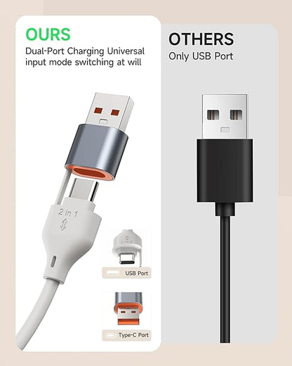 for Apple Watch Charger,3-in-2 Silicone Multi Charging Cable Travel Fast Charger Cord with USB C/Lightning Ports –Tangle-Free for iWatch Ultra/SE/10-1, iPhone 16-12/PS5/Nintendo Switch-4FT