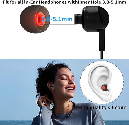Earbud Tips Ear Bud Tips Soft Anti Slip Washable and Reusable Silicone Replacement Earbud Tips Fit Most in-Ear Earbuds(Inner Hole 3.8mm -5.1mm) 18pcs S M L