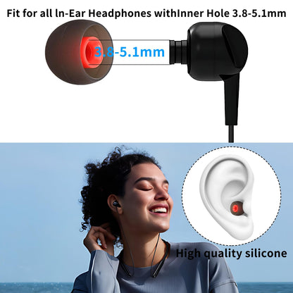 TSZYYM Replacement Earbud Tips Silicone Earbud Covers Ear Tips Fit Most in-Ear Earbuds(Inner Hole 3.8mm -5.1mm) Headphone Rubber Tips 9 Pairs S M L