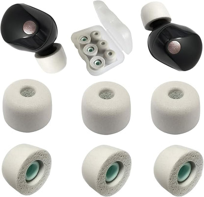 Memory Foam Eartips for Sony WF-1000XM5 Filter Screen Foam Tips for WF-1000XM5 WF-1000XM4 Earbuds Case, 3 Pairs Large Gray