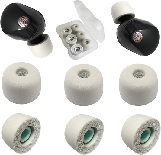 Memory Foam Eartips for Sony WF-1000XM5 Filter Screen Foam Tips for WF-1000XM5 WF-1000XM4 Earbuds Case, 3 Pairs Large Gray