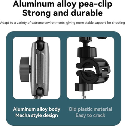 TELESIN Super Clamp Camera Mount with 360° Dual Ball Head, Bike/Bicycle/Motorcycle Handlebar Mount for GoPro Max Hero 13 12 11 10 9 8 7, DJI Osmo Nano 360 Action 5 Pro 4 3, Insta 360 X4 X5 Ace Pro 2