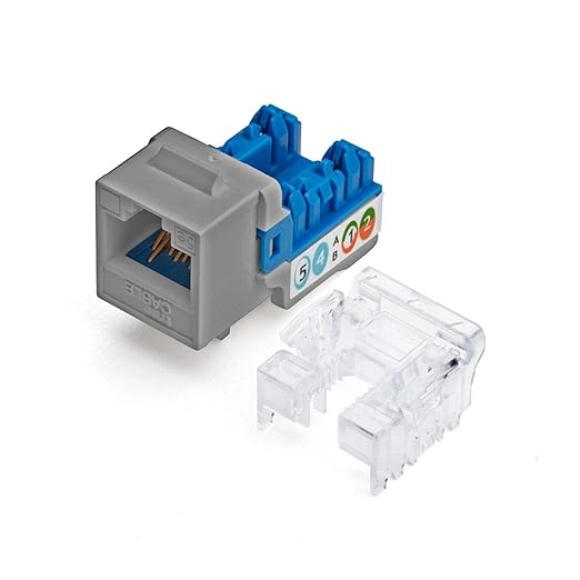 trueCABLE Cat5e Keystone Jack, Unshielded (UTP), 90 Degree Punch-Down, PoE++ (4PPoE) 100W, UL Listed, ETL Verified, ANSI/TIA Certified, Modular RJ45 Female, Gray, 48 Pack