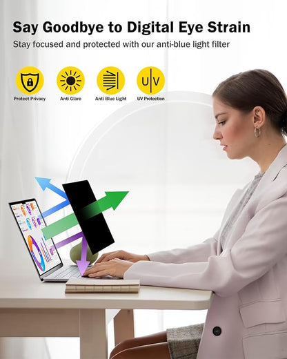 F FORITO 14 Inch 16:10 Laptop Privacy Screen Protector, 360° Anti Peeping and Anti Glare Laptop Privacy Shield Compatible with All 14" Laptops with 16:10 Aspect Ratio