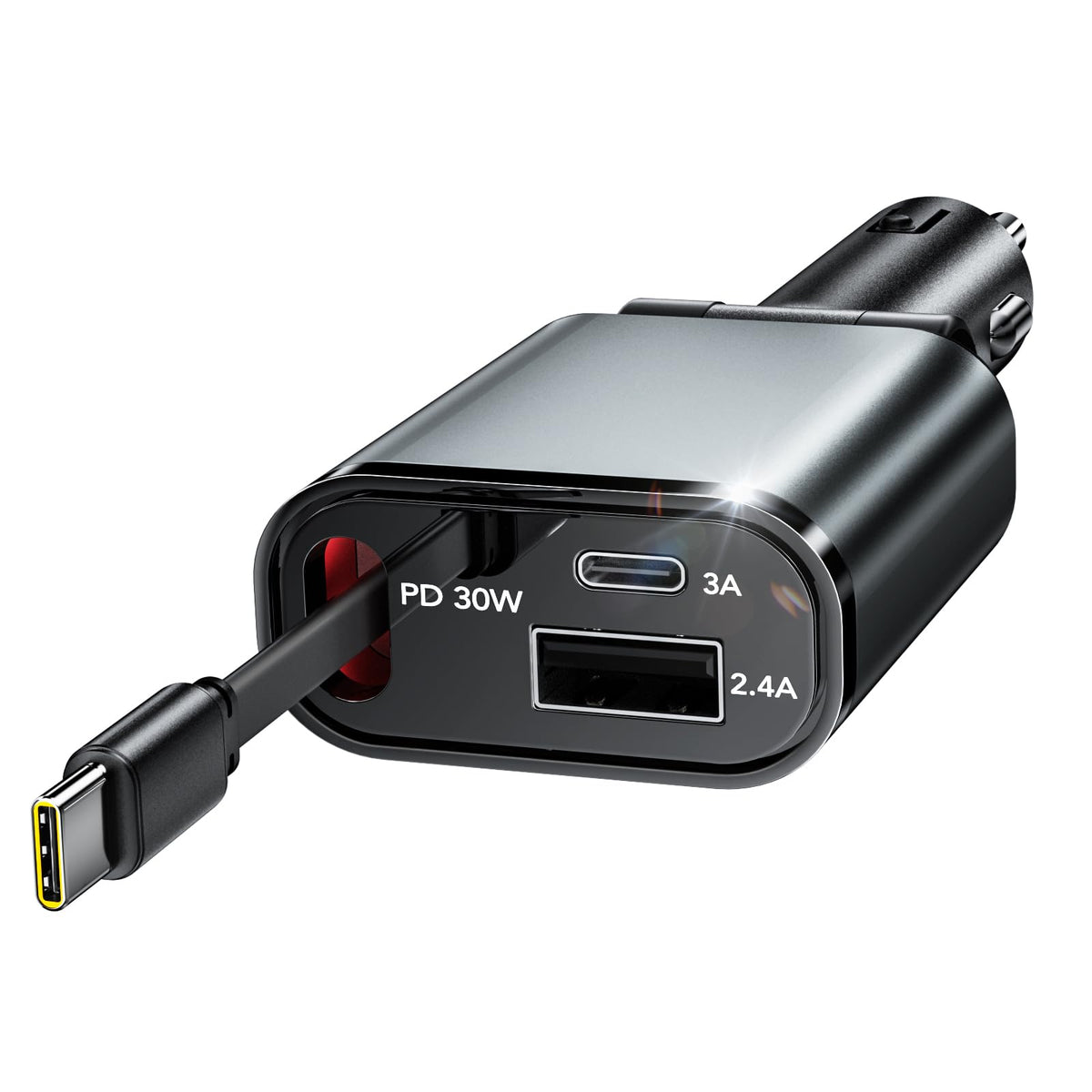 Retractable Car Charger for iPhone 18 Pro,75W Car Charger USB C Fast Charge