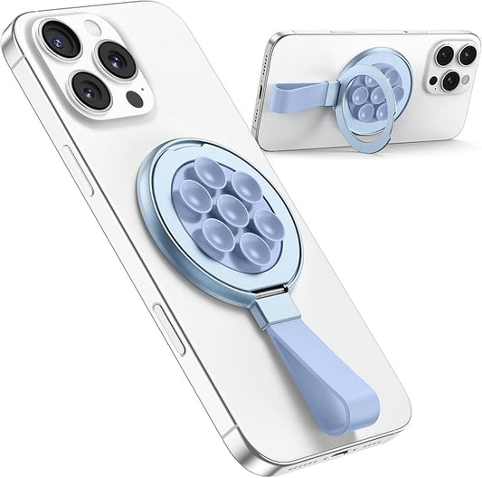TAURI for Magsafe Suction Phone Grip - Universal Magnetic Suction Grip, 360° Rotating Hands-Free Holder, Silicone Suction Grip for iPhone 17 Pro Max/16/Android/S25,Blue