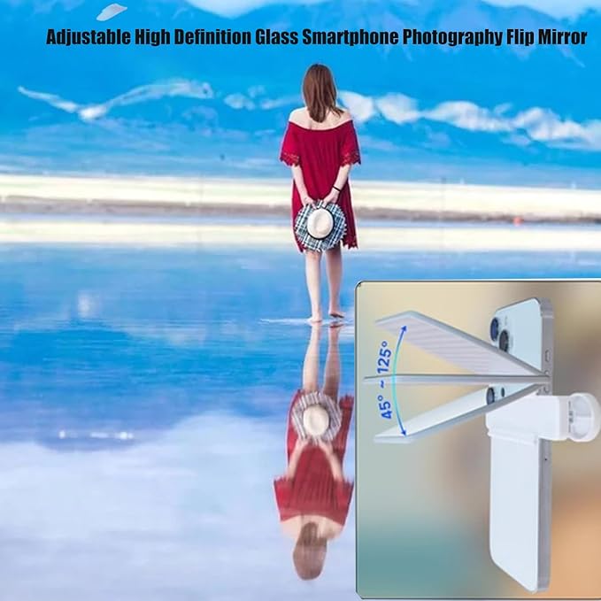 Mirror Effect Lens - Capture Stunning Reflections Instantly,Camera Mirror Reflection Clip for Back Camera Recording, Adjustable Hd Glass Phone Shooting Reflection Mirror (Mix)