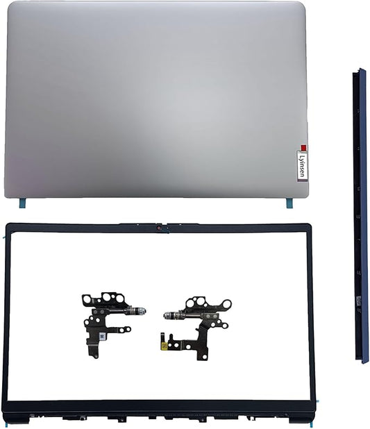 Lyinsen Replacement Laptop LCD Cover Back Rear Top Lid Bezel Hinges with Hinge Cover for Lenovo IdeaPad 1 15ADA7 1 15AMN7 5CB1F36621 5B30S19034 5H50S29036 5CB1F36618 Silver