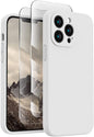 FireNova Designed for iPhone 13 Pro Max Case, Silicone [Camera Protection] Phone Case with [2 Screen Protectors], Soft Anti-Scratch Microfiber Lining Inside, 6.7 inch, White